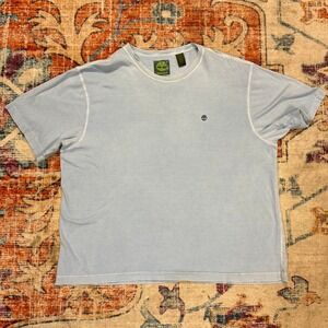 Timberland Mens XXL Light‎ Blue Organic Cotton Embroidered Logo T-Shirt Tee